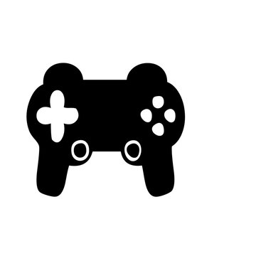 Black video game controller icon for gaming and digital entertainment concepts