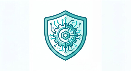 Fototapeta premium Shield with gear and circuit lines