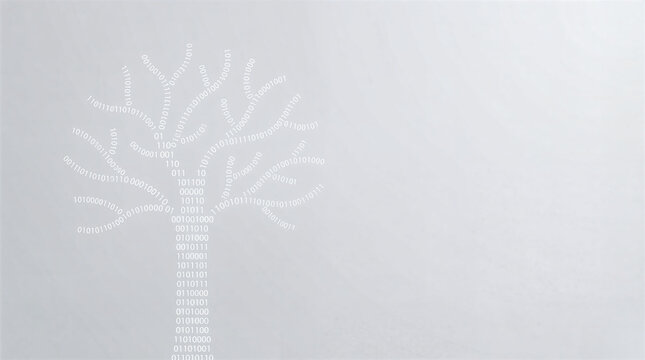 Binary code tree structure on white background