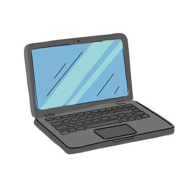 Hand drawn vector illustration of a laptop computer isolated on white background.