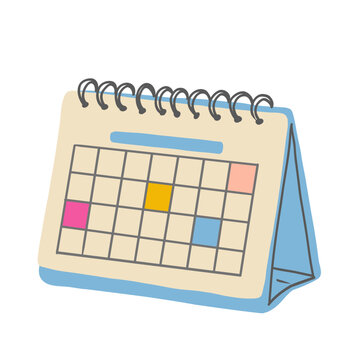 Hand drawn vector illustration of a desktop calendar isolated on white background.