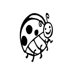 Cute ladybug line art drawing, simple black and white insect vector illustration. © Salma