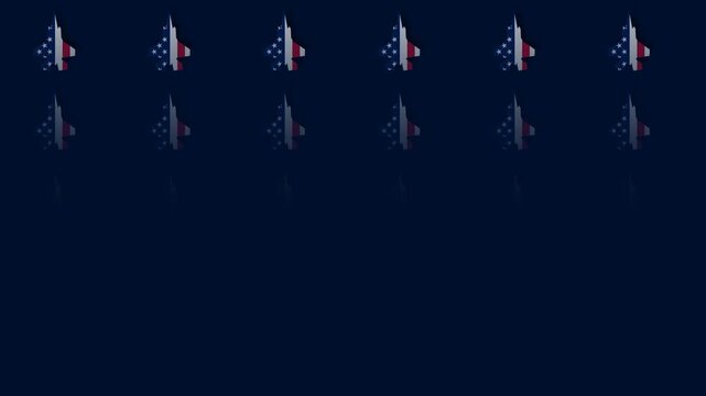 US Air Force Birthday Celebration Patriotic Fighter Jets Flying in Formation Animation.