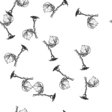 seamless pattern eye coltsfoot hand drawn. plant honey, natural summer, lora spring eye coltsfoot black sketch illustration