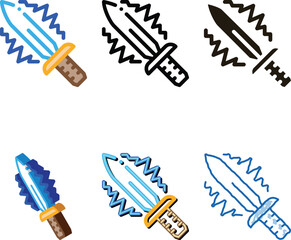 Fototapeta premium Sparkle Sword Icon Vector. Outline Sparkle Sword Sign. set Color Isolated Contour Symbol