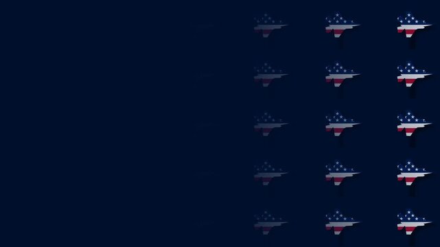 Happy US Air Force Birthday Patriotic Background Animation with Flying Jet Icons.