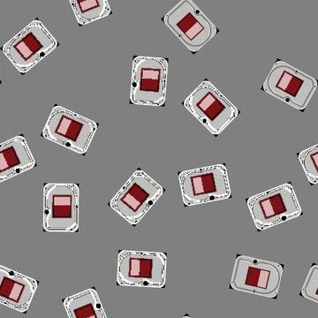 seamless pattern storage hard drive cartoon. computer data, backup memory storage hard drive sign vector