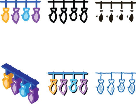 fish drying icon vector. fish drying sign. variations color symbol