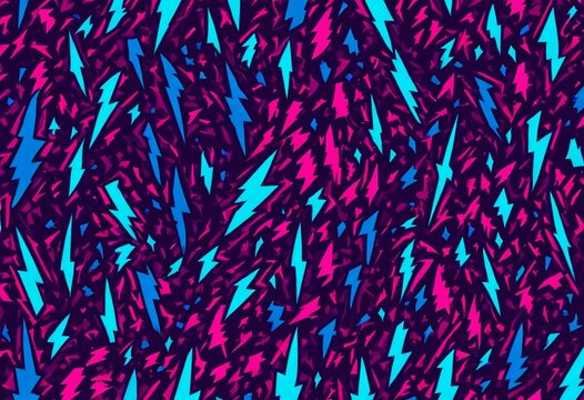 Vibrant Abstract Lightning Bolt Pattern on Dark Background - Energetic Digital Design