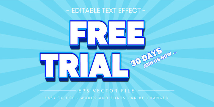 Free trial 3d editable text effect vector template