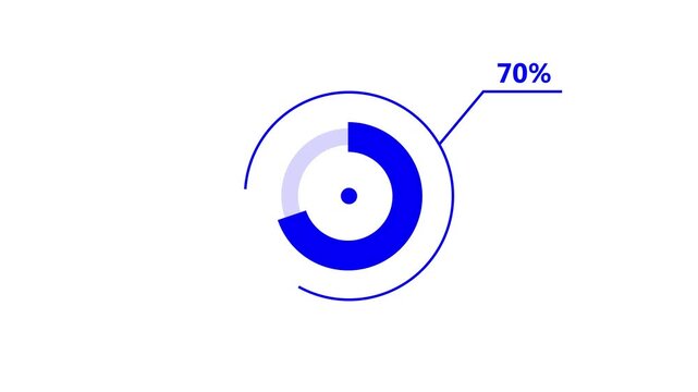 Blue Circular Progress Bar Growing with Percentage Data for Business Reports and Analytics
