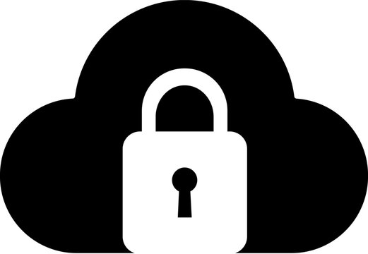 Cloud Padlock Cyber Security Data Protection Flat Vector Icon