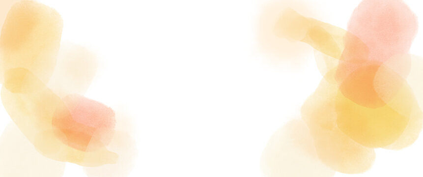 soft watercolor banner with floral-like blooms in yellow and orange  pink bleeding tones