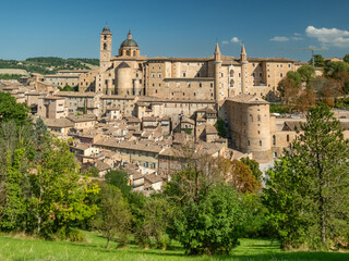 Obraz premium Urbino medieval walled city and castle in Marche, Italy