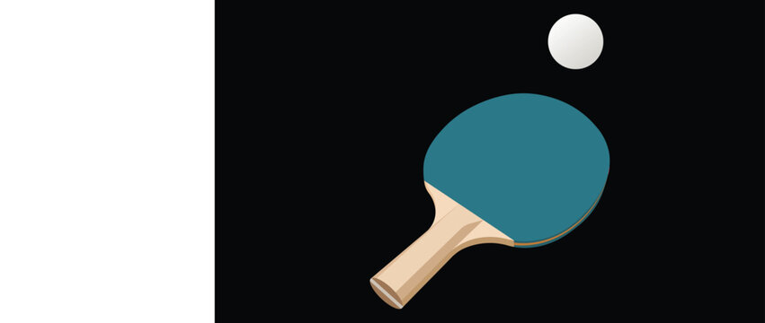 Blue Table Tennis Paddle with White Ball