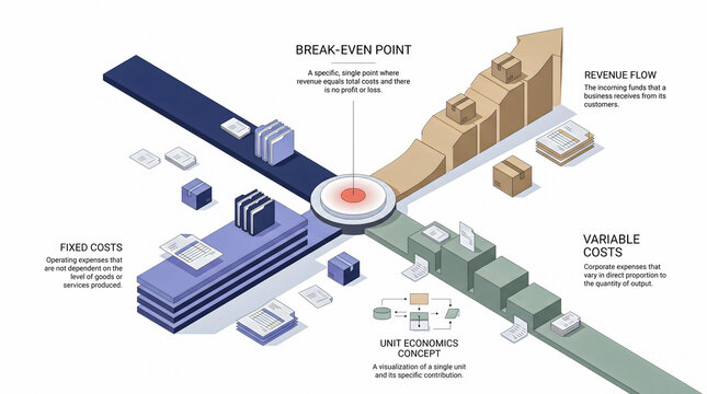 Break Even Analysis and Unit Economics Business Finance Infographic