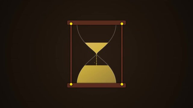 Minimalist Hourglass Animation with Flowing Yellow Sand