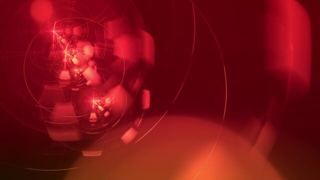 futuristic red digital abstract background - glowing geometric shapes, holographic interface elements, cyberpunk technology concept, neon light effects, data