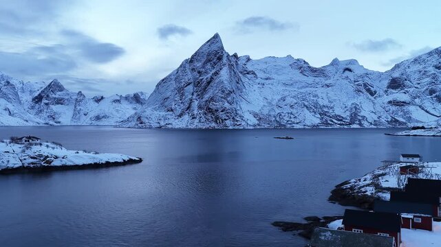 Aerial view of hamnoy village in lofoten islands, Norway