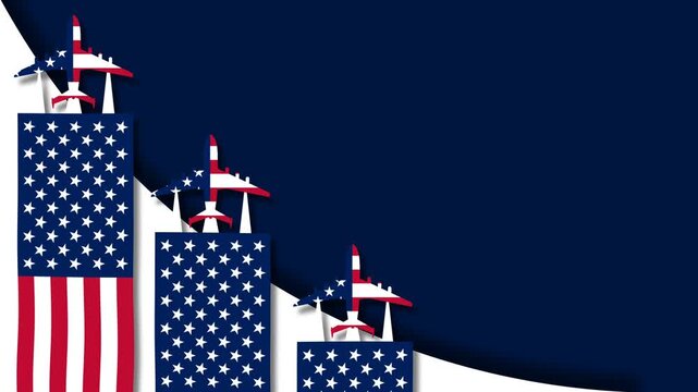 US Air Force Birthday Patriotic Animation with Fighter Jets and American Flag Elements.