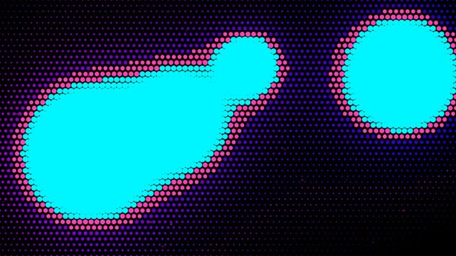 Abstract digital background with glowing cyan dots and purple halftone patterns in a dark space for modern technology design and creative artistic wallpaper graphics 4K Motion Video