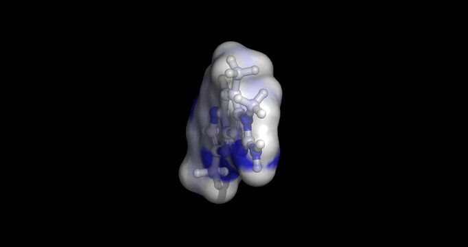 DiMeIQx (2-Amino-3,4,8-trimethylimidazo[4,5-f]quinoxaline), potent carcinogen formed during high-temperature cooking of meat, 3D molecule 4K spinninig