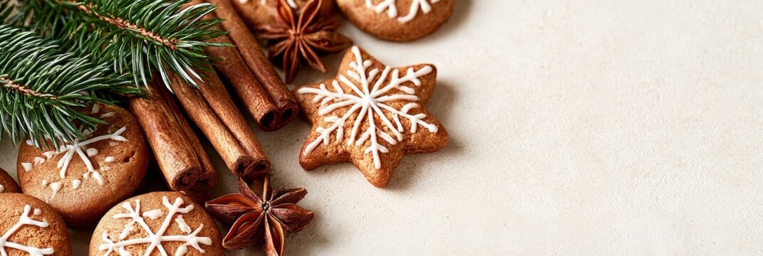 Delicious christmas bakery display featuring gingerbread cookies and festive decorations for holiday desserts