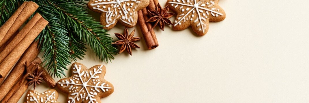 Festive bakery treats a delicious display of gingerbread cookies and spices for holiday celebrations