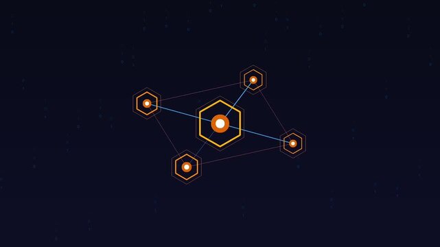 Modern Fintech Concept with Golden Blocks and Cyber Technology