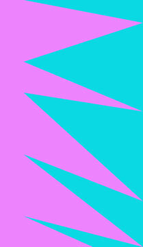 Dynamic zig zag pattern of alternating bright pink and turquoise triangles interlacing across the frame. Saturated, vibrant colors give it a striking retro or vaporwave aesthetic.