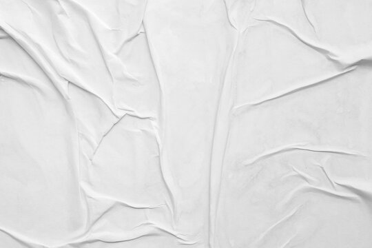 White Crumpled Glued Paper Texture Background for Poster Mockup