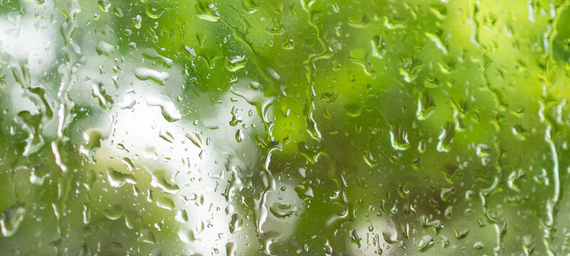 Rain water drops on window glass background