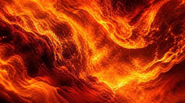Vibrant glowing fire texture with dynamic swirling flames and hot molten lava
