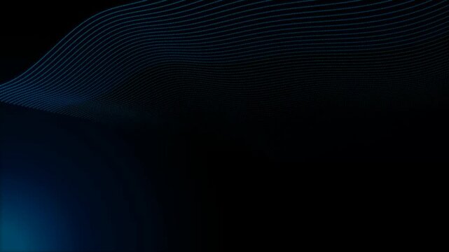 Abstract dark blue wave background with flowing dots and digital lines pattern 4K Motion Video