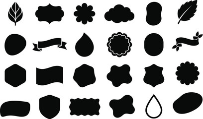 Fototapeta premium Set of various decorative vintage labels and frames in black silhouette style on a white background