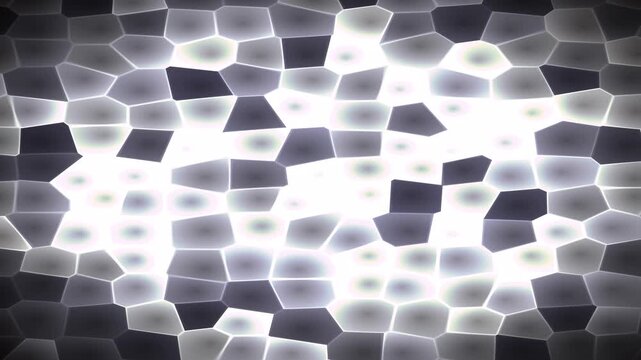 Abstract Voronoi Tessellation Mosaic Pattern Shimmering with Glowing Geometric Cells Background