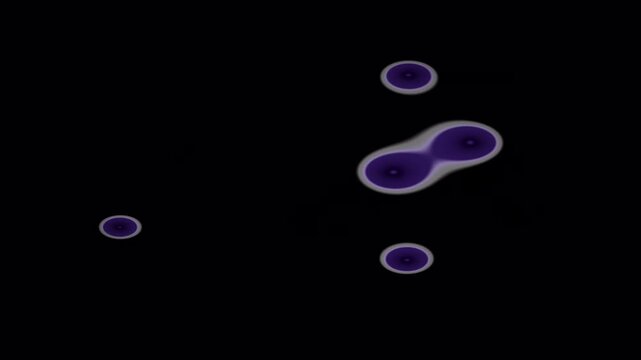 Abstract Purple Metaballs Floating and Merging on Black Background