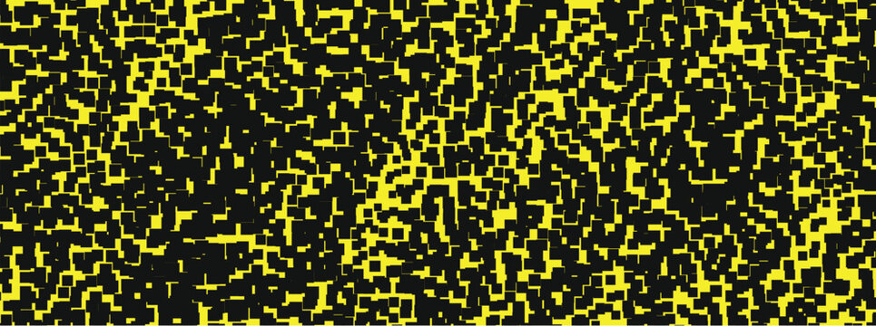 Black and yellow abstract geometric mosaic pattern for backgrounds and design.
