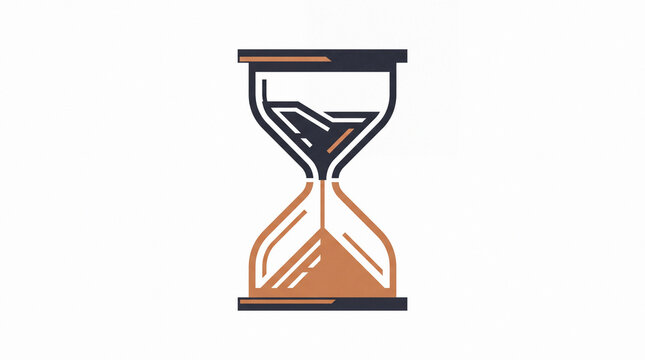 Hourglass icon illustration with sand flow on white background