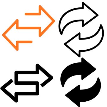 Directional Arrows Set: A graphic representation featuring four distinct arrow icons illustrating the concept of direction, exchange, and movement in various styles.