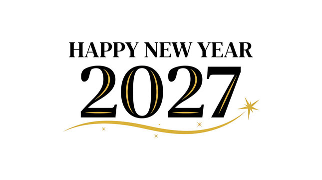 Happy New Year 2027 Gold Text Effect