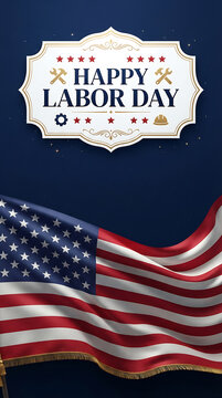 Happy Labor Day Celebration with American Flag Illustration