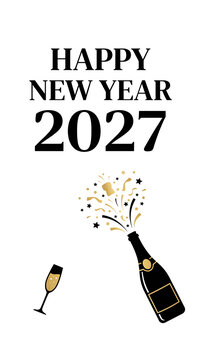 Champagne Bottle Popping for New Year 2027 Celebration