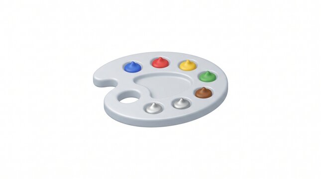 An artist's palette with seven colorful paint splotches, a classic tool for creativity and artistic expression