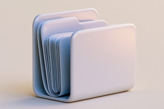 Minimalist folder stack, softly lit, clean design