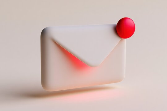 Soft white envelope floats gently against warm beige background
