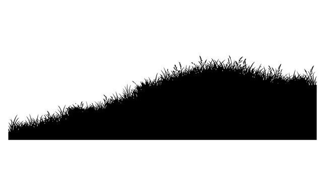 Cad tree lines Grass Silhouette Vector, Land Texture Element, Nature Border, Green Field Outline, Terrain Scenery. High contrast black and white landscape illustration. Suitable for graphic