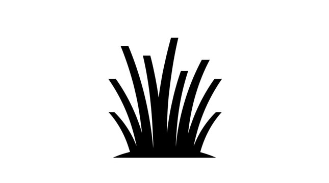 Cad tree lines Grass tuft vector icon set. Decorative foliage clump. Flat black ornamental flower bed border design element. vactor