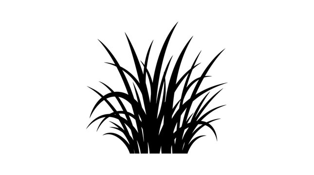 Cad tree lines Black grass silhouette vector illustration. Isolated weed outline and plant graphic. Natural vegetation icon for background design. vactor