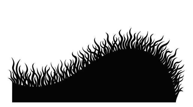 Cad tree lines Grass Silhouette Edge Decorative Vector Illustration. Black Flowing Tufts Shape. Separators, Banners And Nature Design Elements. Flat Line Art For Web And Print Design Projects.